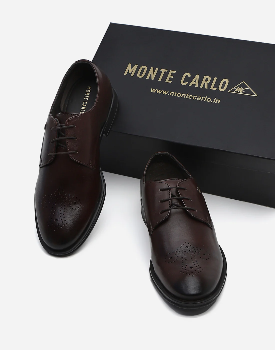 Men Brown Lace Up Genuine Leather Formal Brogues - Image 2