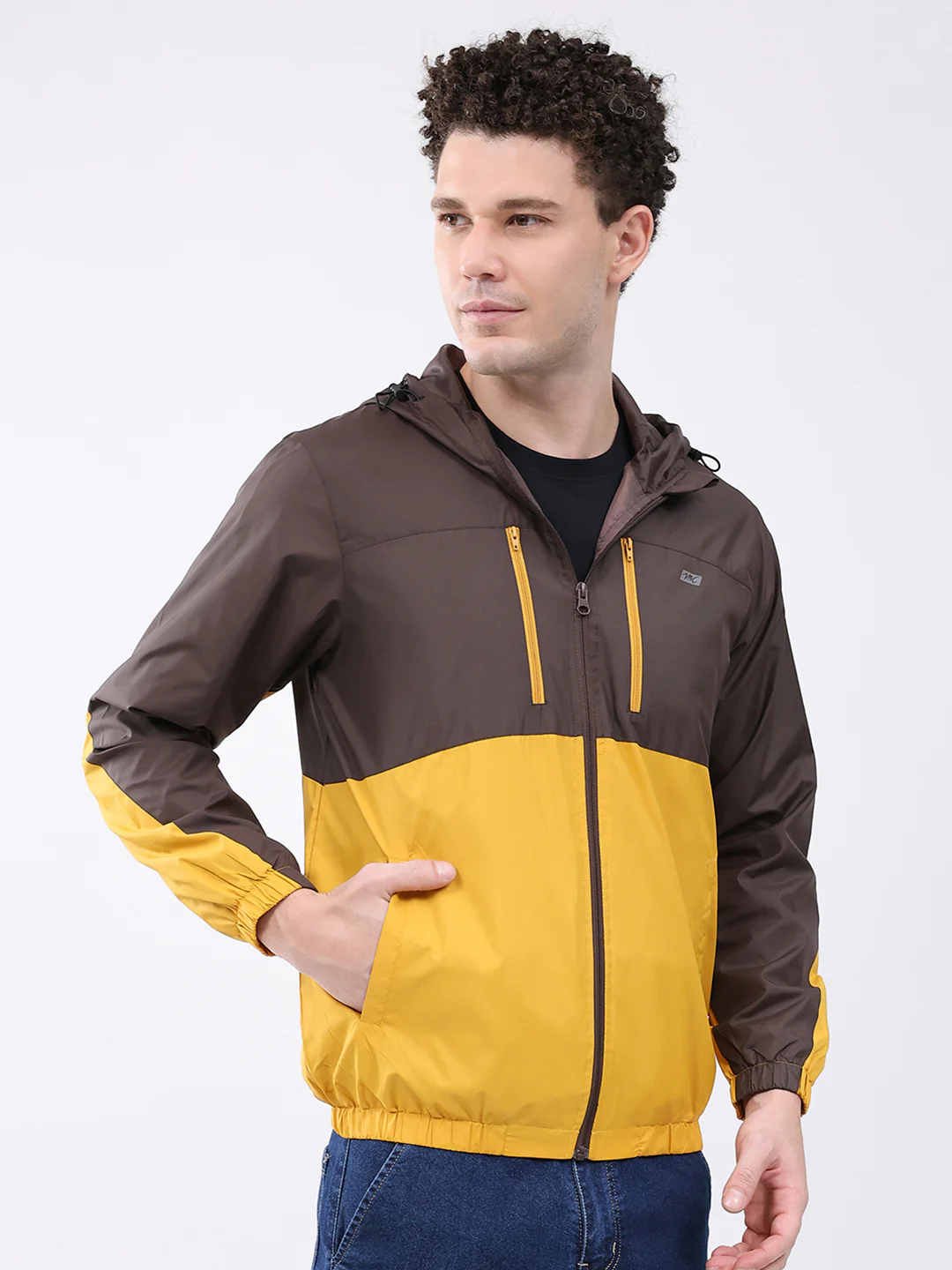 Men Brown Printed Collar Full Sleeve Jacket - Image 4