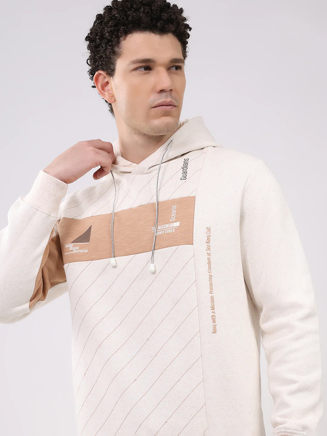Men Brown Printed Collar Full Sleeve Winter Tracksuit - Image 6