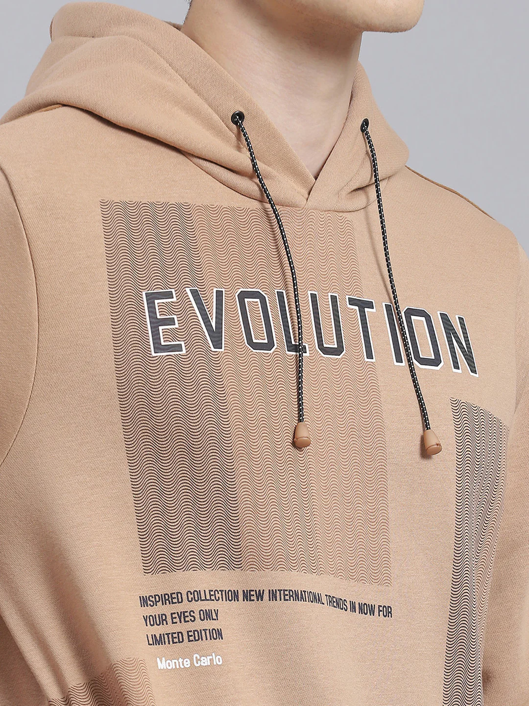 Men Brown Printed Hooded Full Sleeve Sweatshirt - Image 7