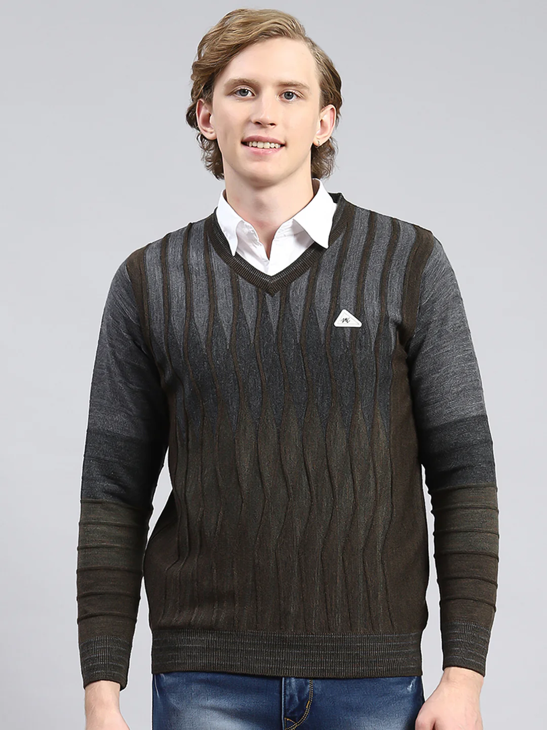 Men Brown Printed Pullover - Image 2