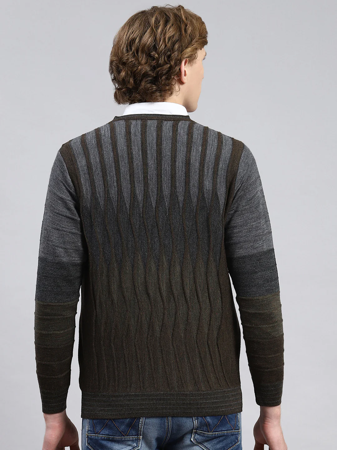 Men Brown Printed Pullover - Image 5