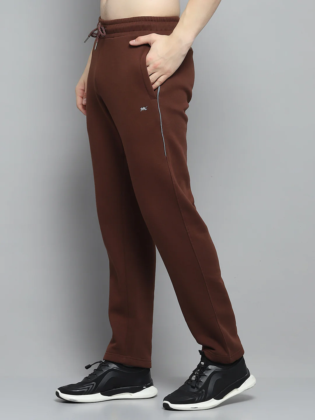 Men Brown Printed Round Neck Full Sleeve Winter Tracksuit - Image 7
