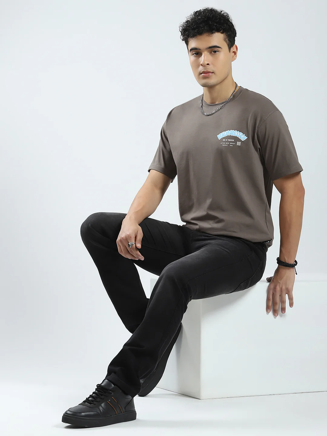 Rock.it Men Brown Printed Round Neck Half Sleeve T-Shirt - Image 2