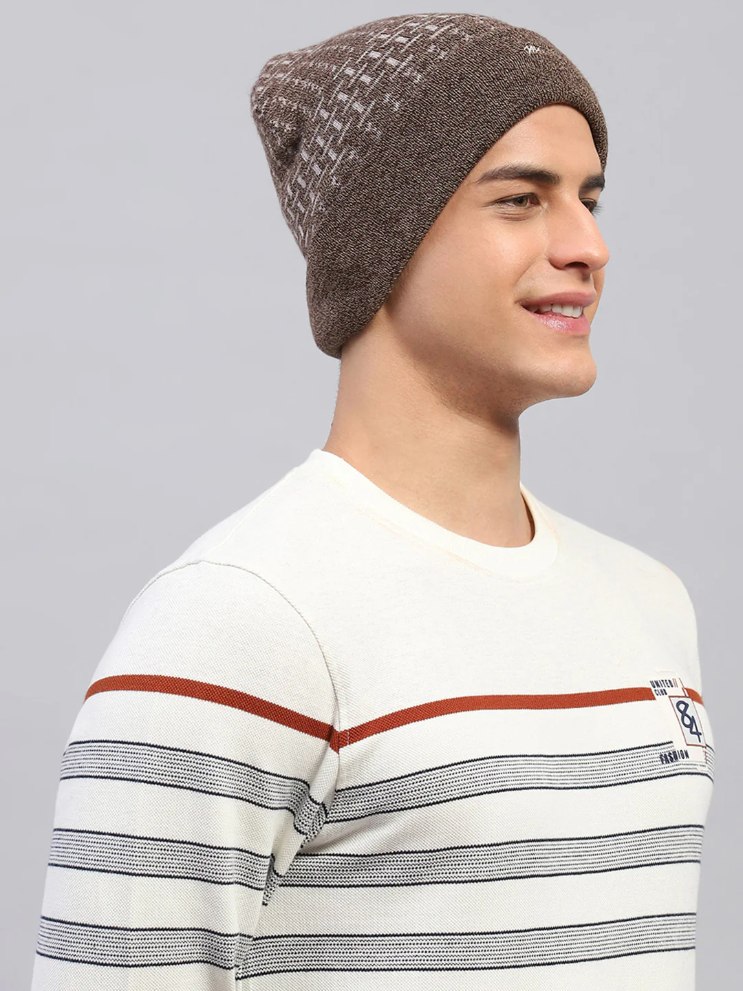Men Brown Self Design Cap - Image 3