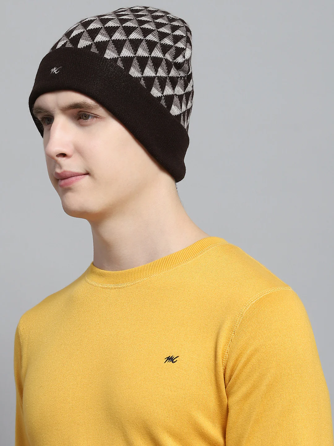 Men Brown Self Design Cap - Image 3
