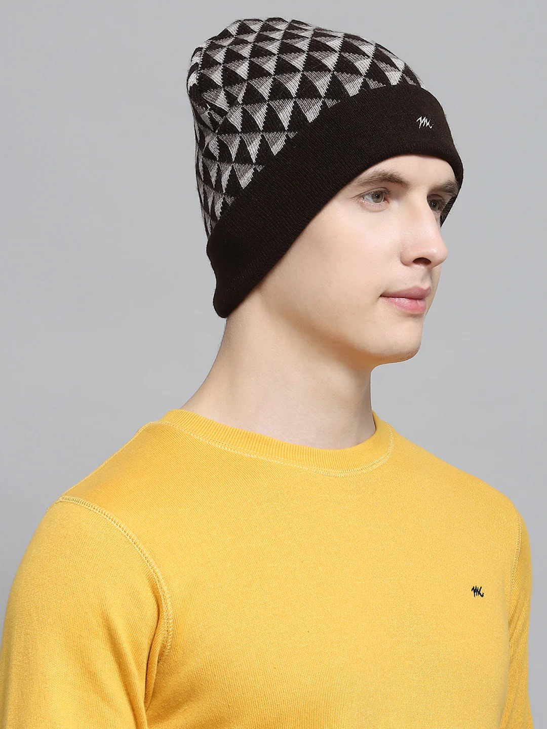 Men Brown Self Design Cap - Image 4