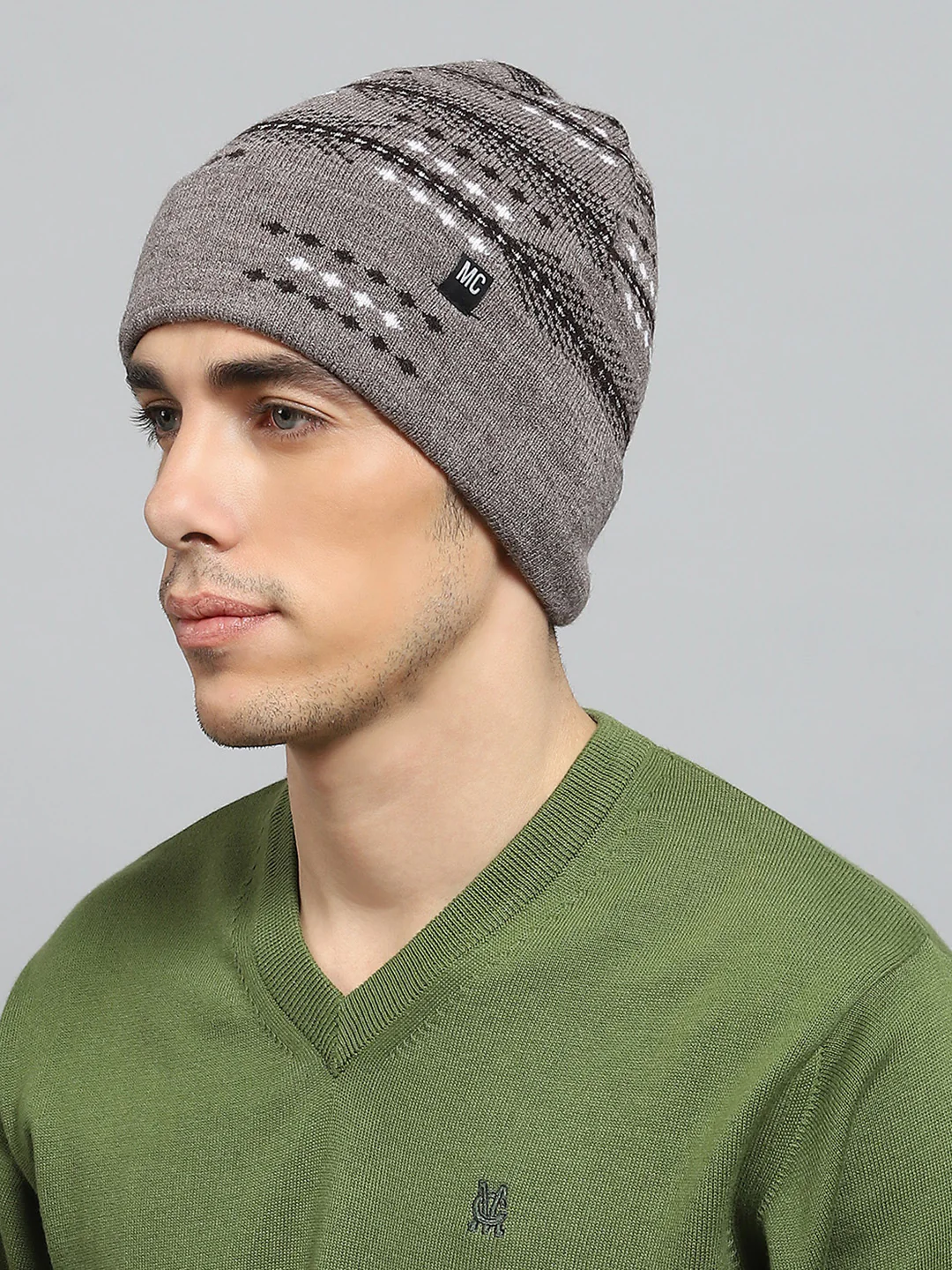 Men Brown Self Design Cap - Image 3