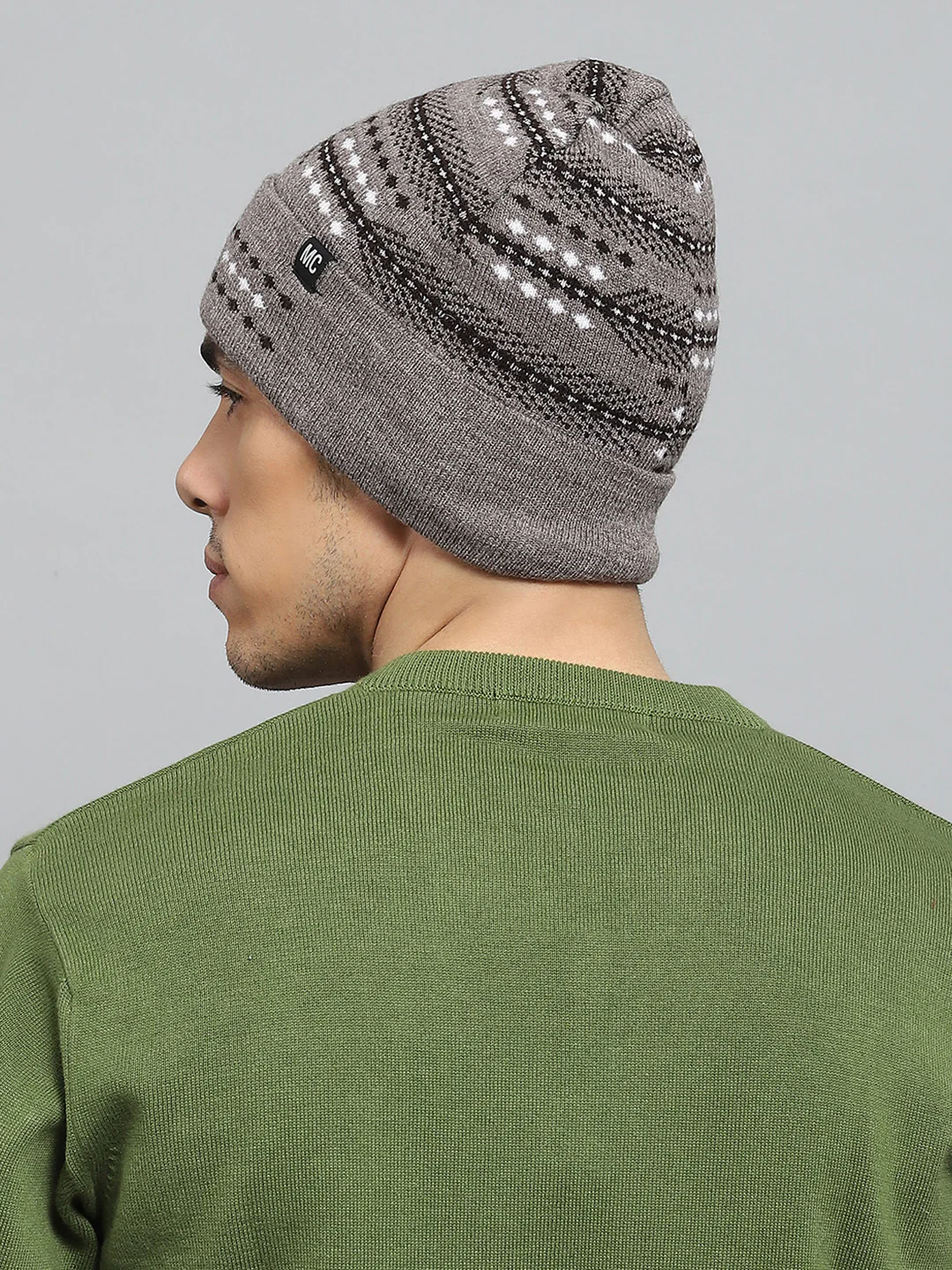 Men Brown Self Design Cap - Image 5