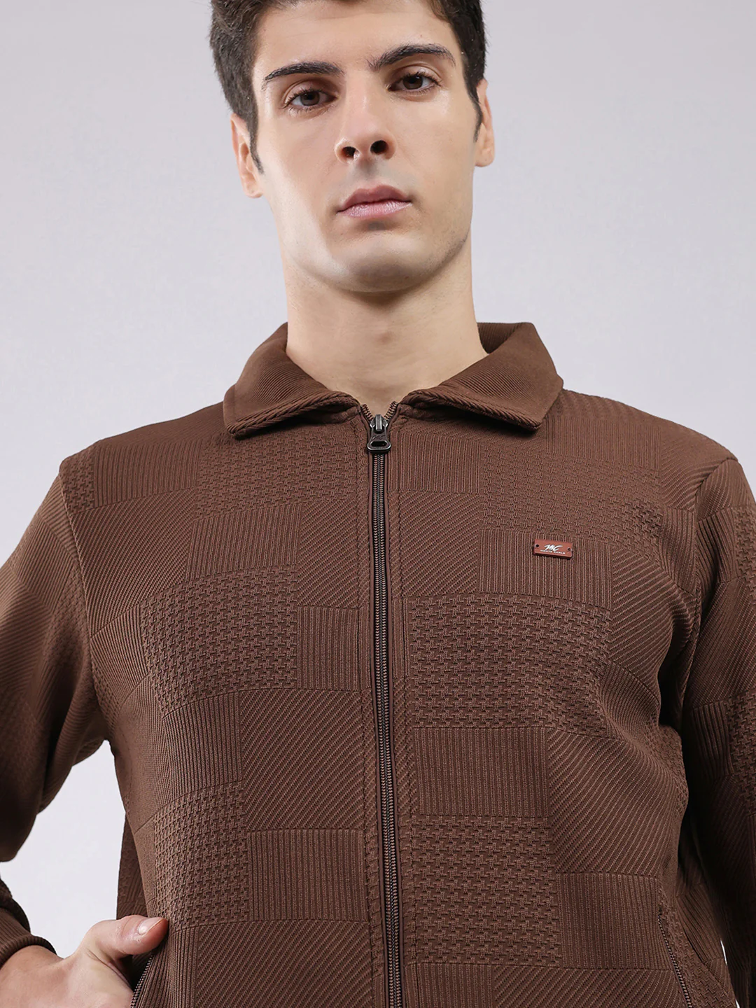 Men Brown Ultra-Warm Self-Design Sweatshirt (Anti-Pilling Fabric) - Image 7