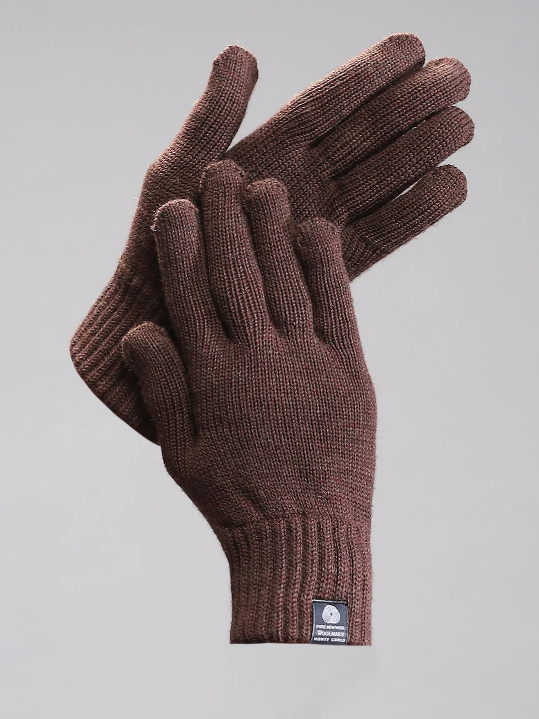 Men Brown Self Design Gloves - Image 2