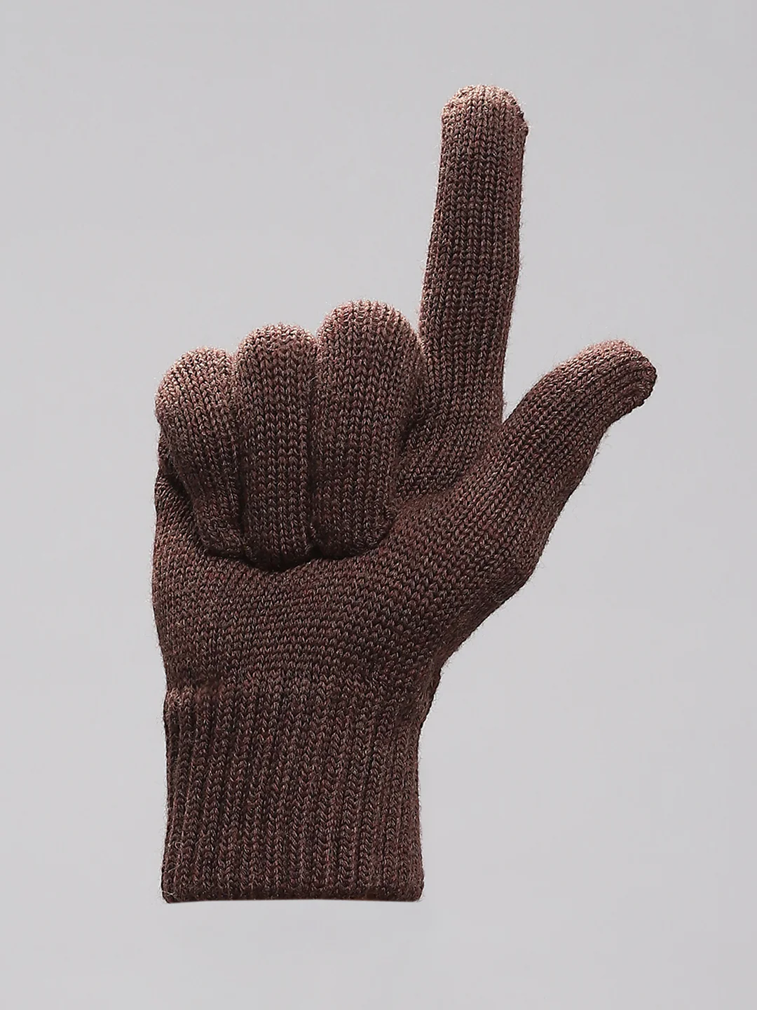 Men Brown Self Design Gloves - Image 4