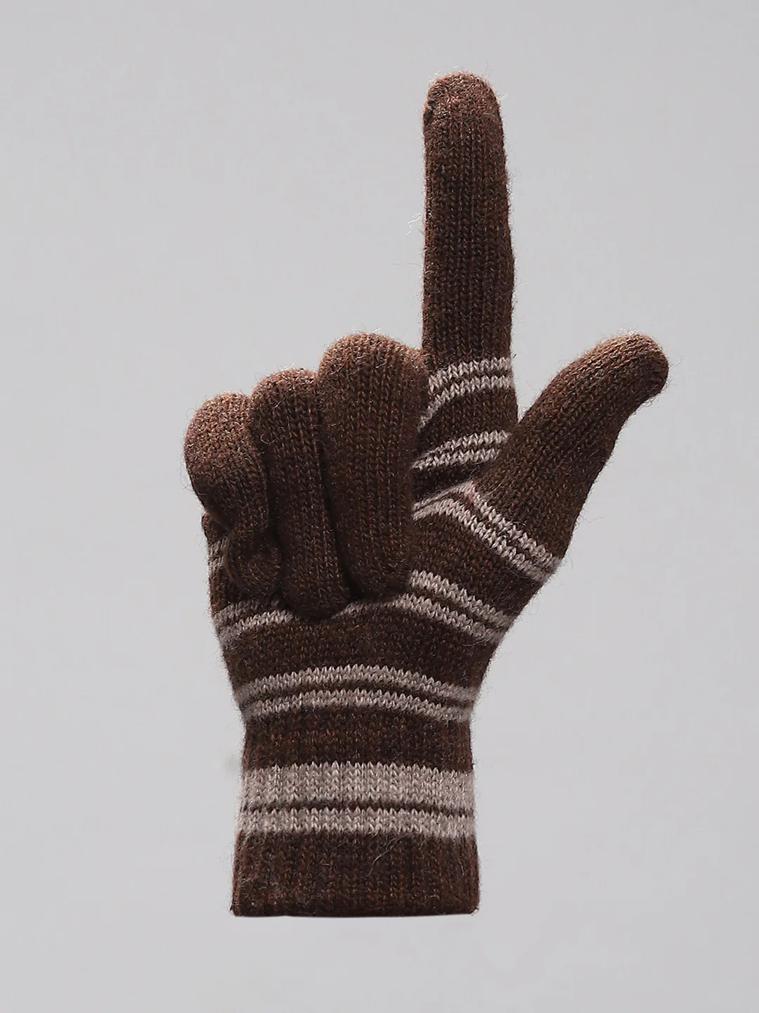 Men Brown Self Design Gloves - Image 4