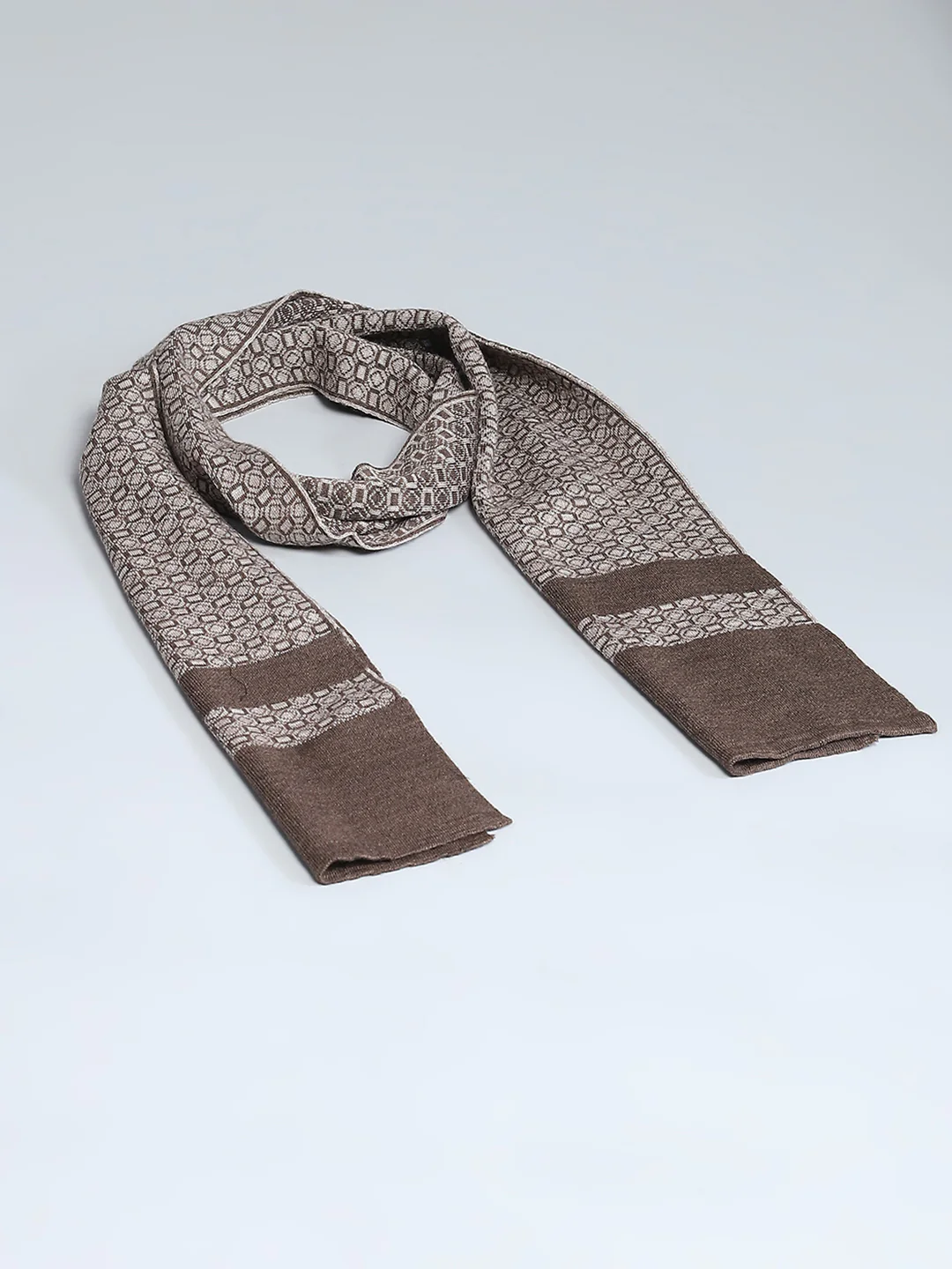 Men Brown Self Design Muffler - Image 6