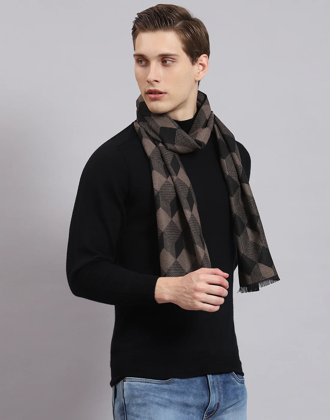 Men Multicolor Self Design Muffler - Image 4