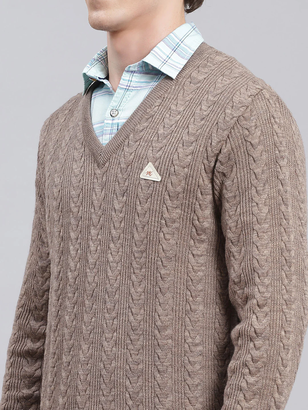 Men Brown Self Design Wool blend Pullover - Image 6