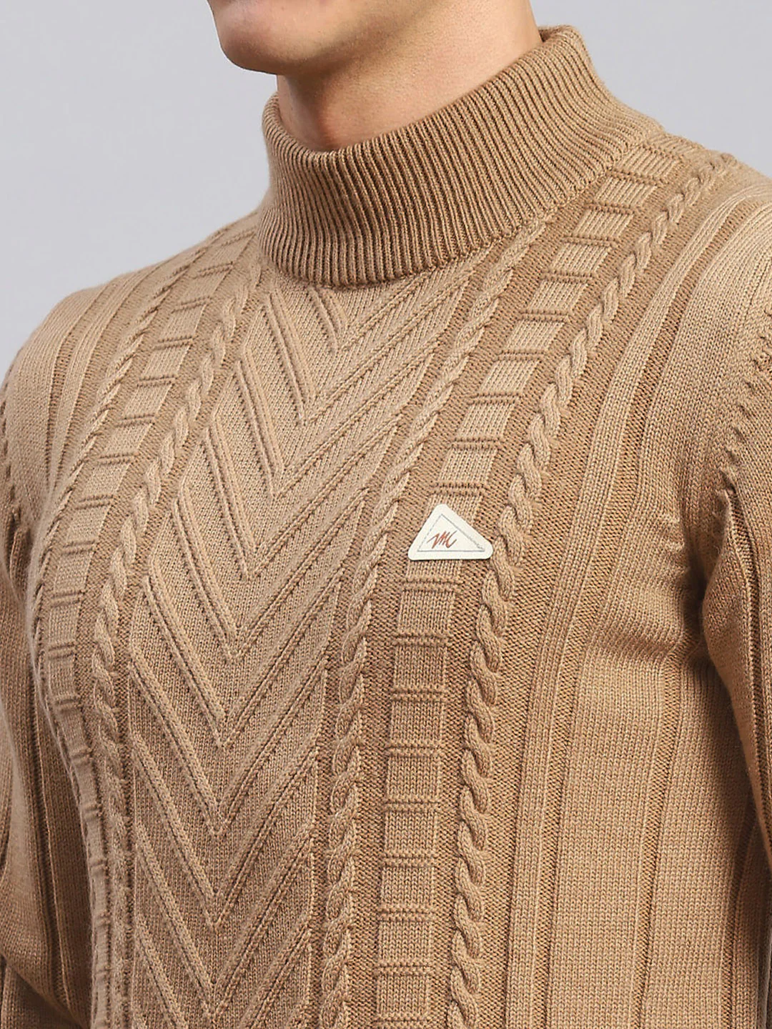 Men Brown Self Design Wool blend Pullover - Image 6