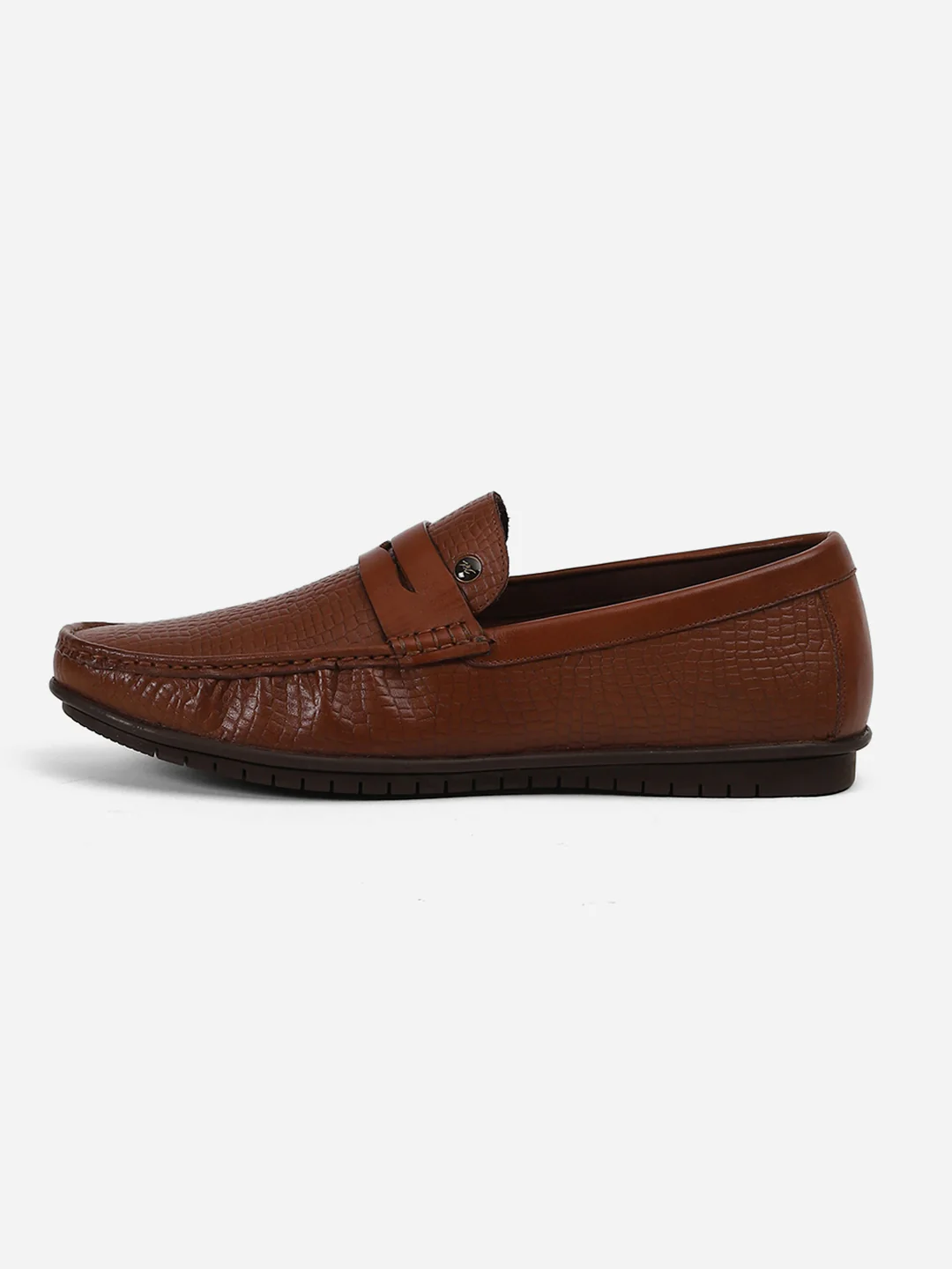 Men Brown Slip-On Genuine Leather Loafer - Image 6