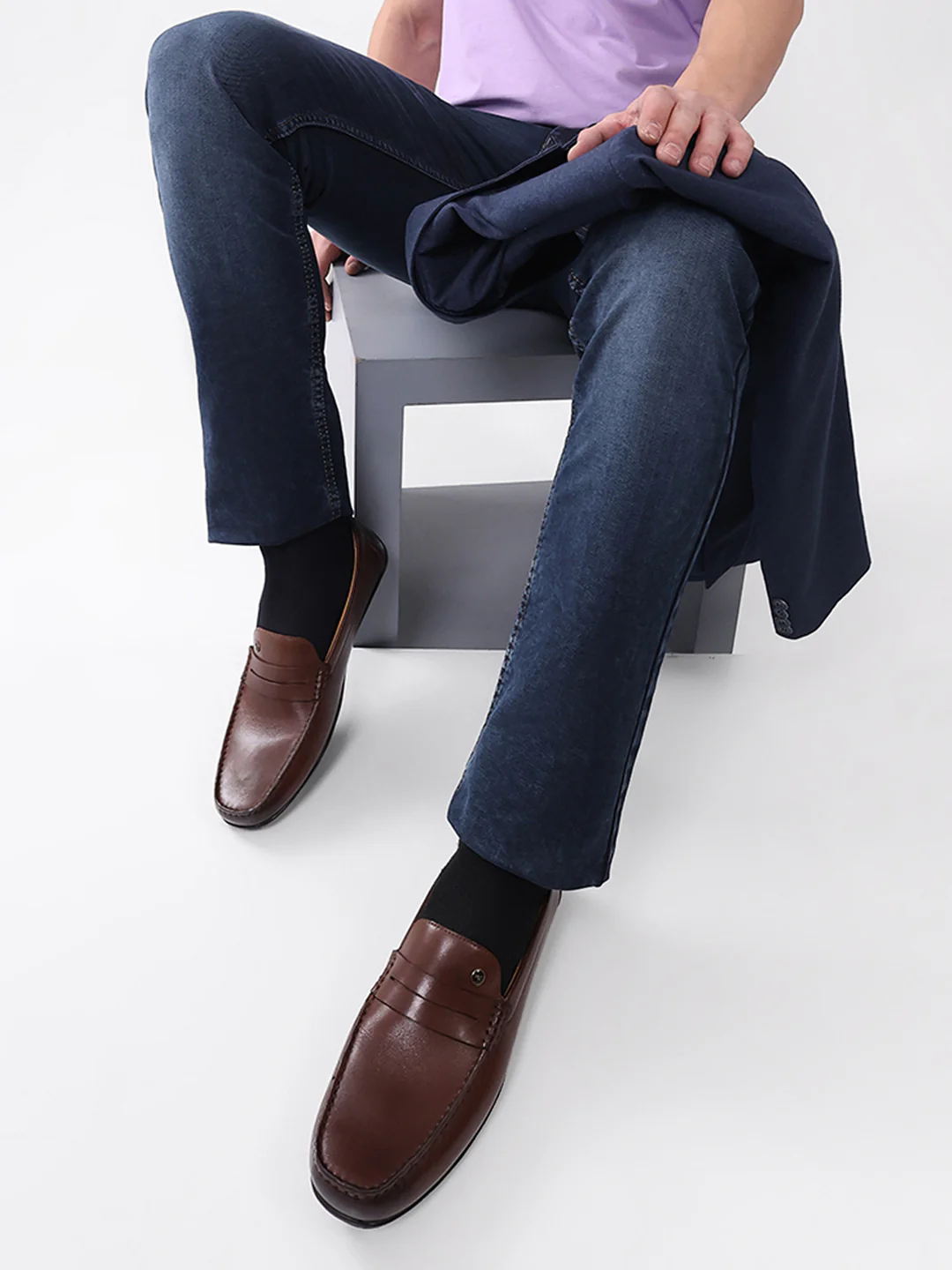 Men Brown Slip on Genuine Leather Loafers - Image 11