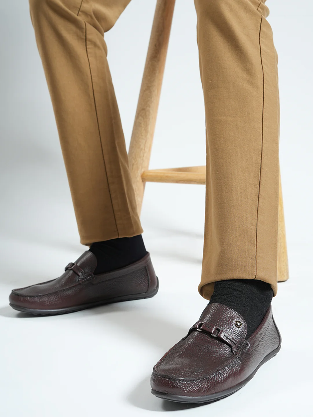 Men Brown Slip on Genuine Leather Loafers - Image 11