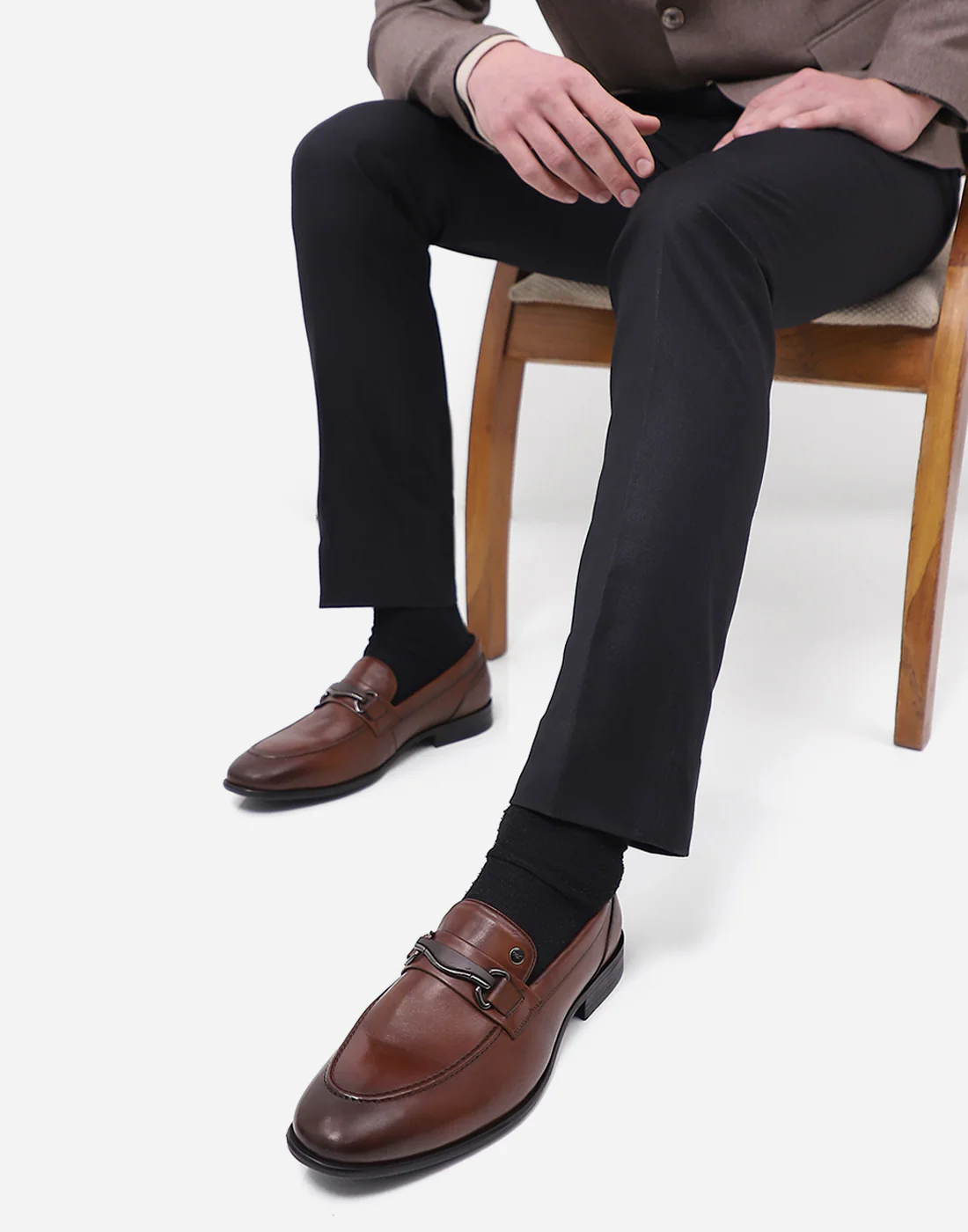 Men Brown Slip on Genuine Leather Loafers - Image 10
