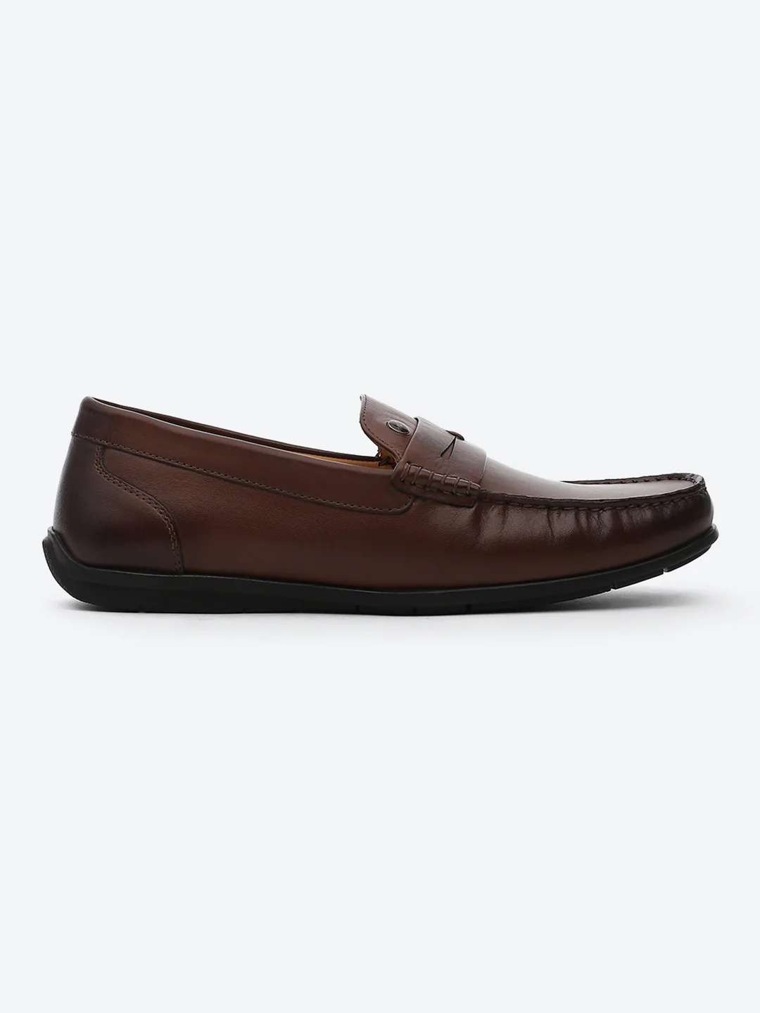 Men Brown Slip on Genuine Leather Loafers - Image 5