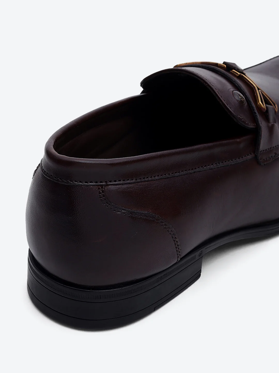Men Brown Slip on Genuine Leather Horse-Bit Buckle Loafers - Image 9