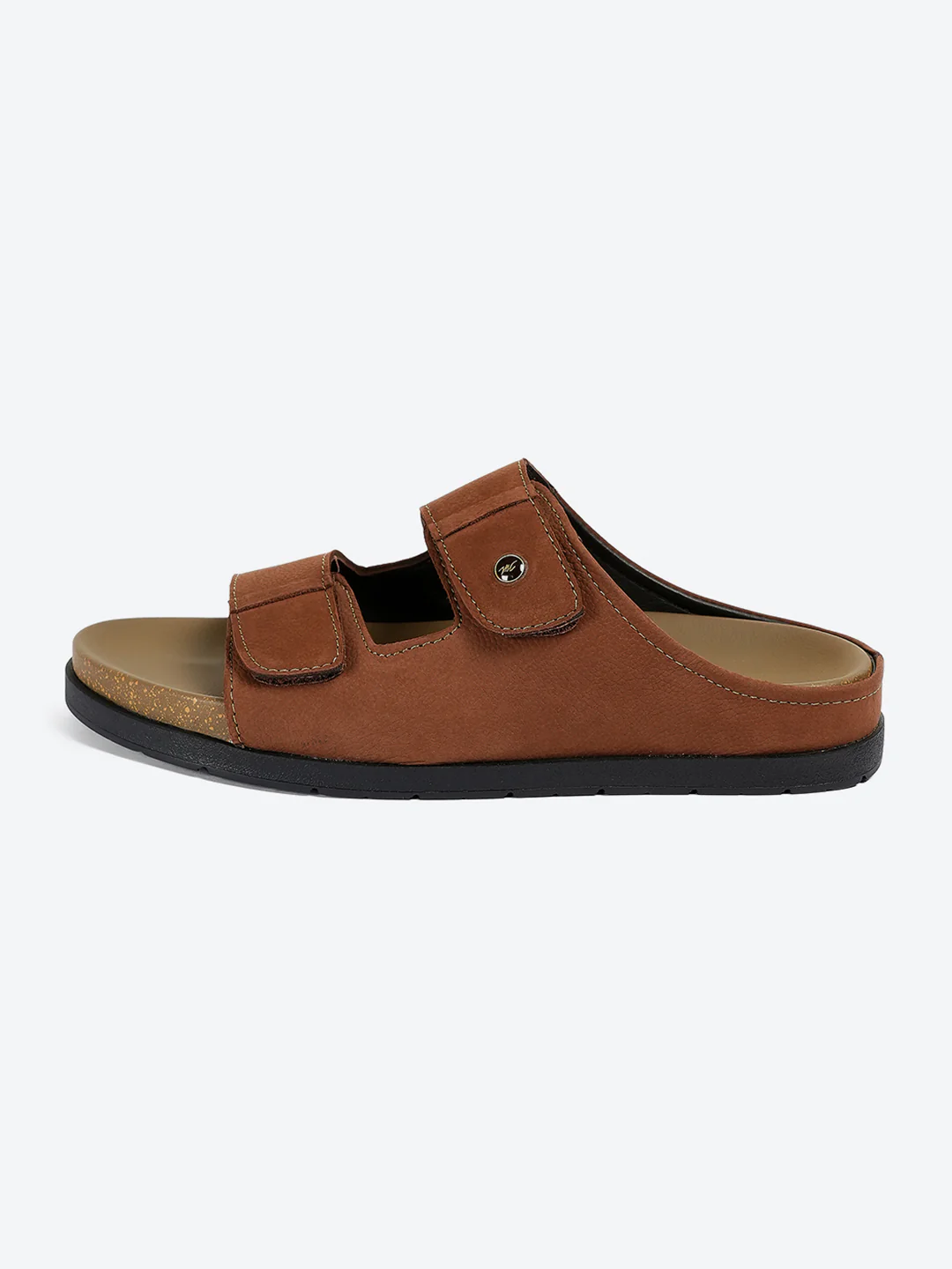 Men Brown Slip on Leather Sandals - Image 4