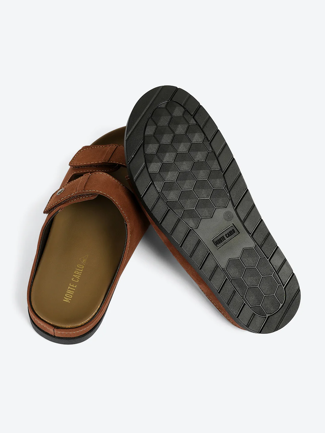 Men Brown Slip on Leather Sandals - Image 8