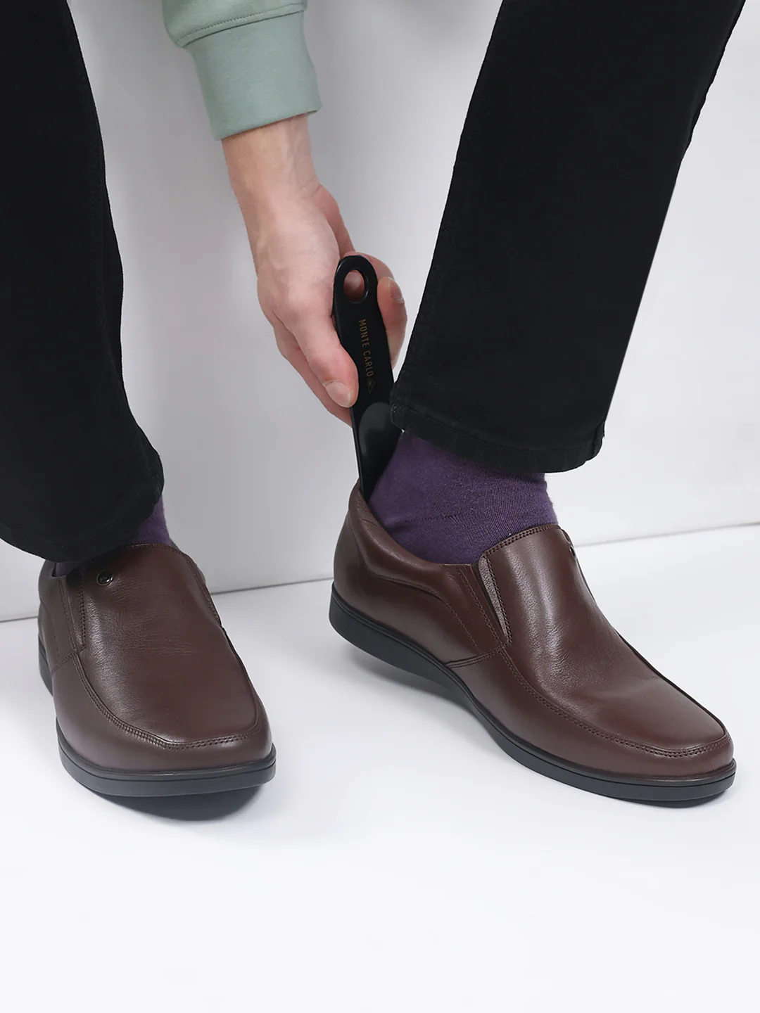 Men Brown Slip on Leather Shoes - Image 11
