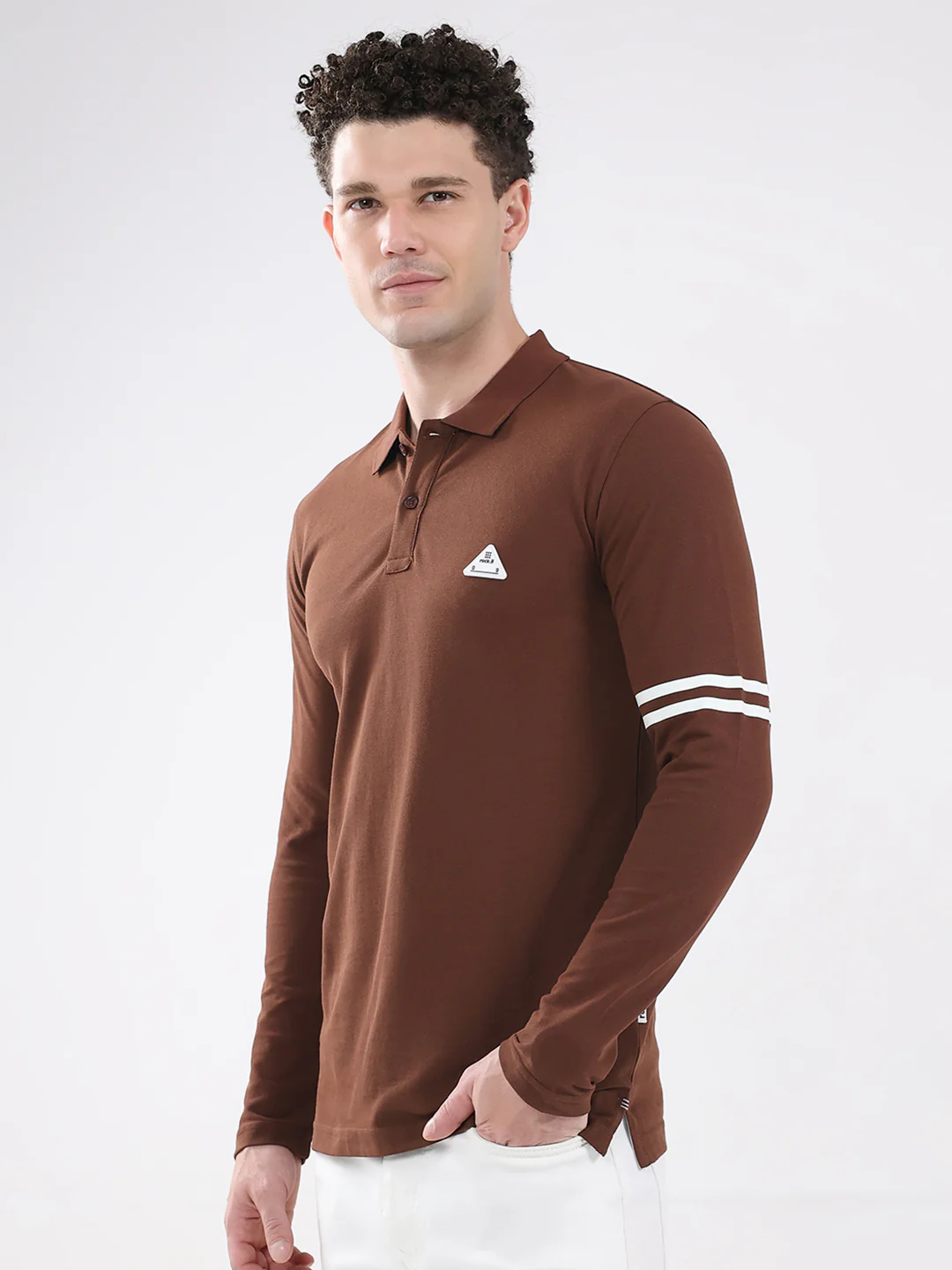 Rock.it Men Brown Solid Collar Full Sleeve Winter T-Shirt - Image 3