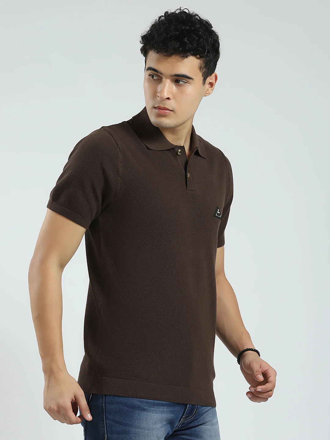 Rock.it Men Brown Solid Collar Half Sleeve T-Shirt - Image 4
