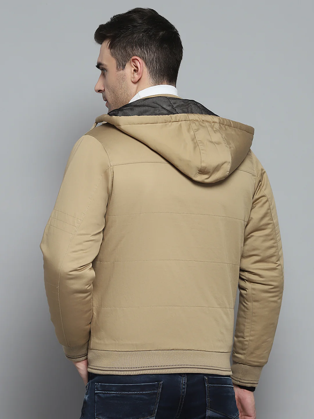Men Brown Solid Detachable Hood Full Sleeve Jacket - Image 5