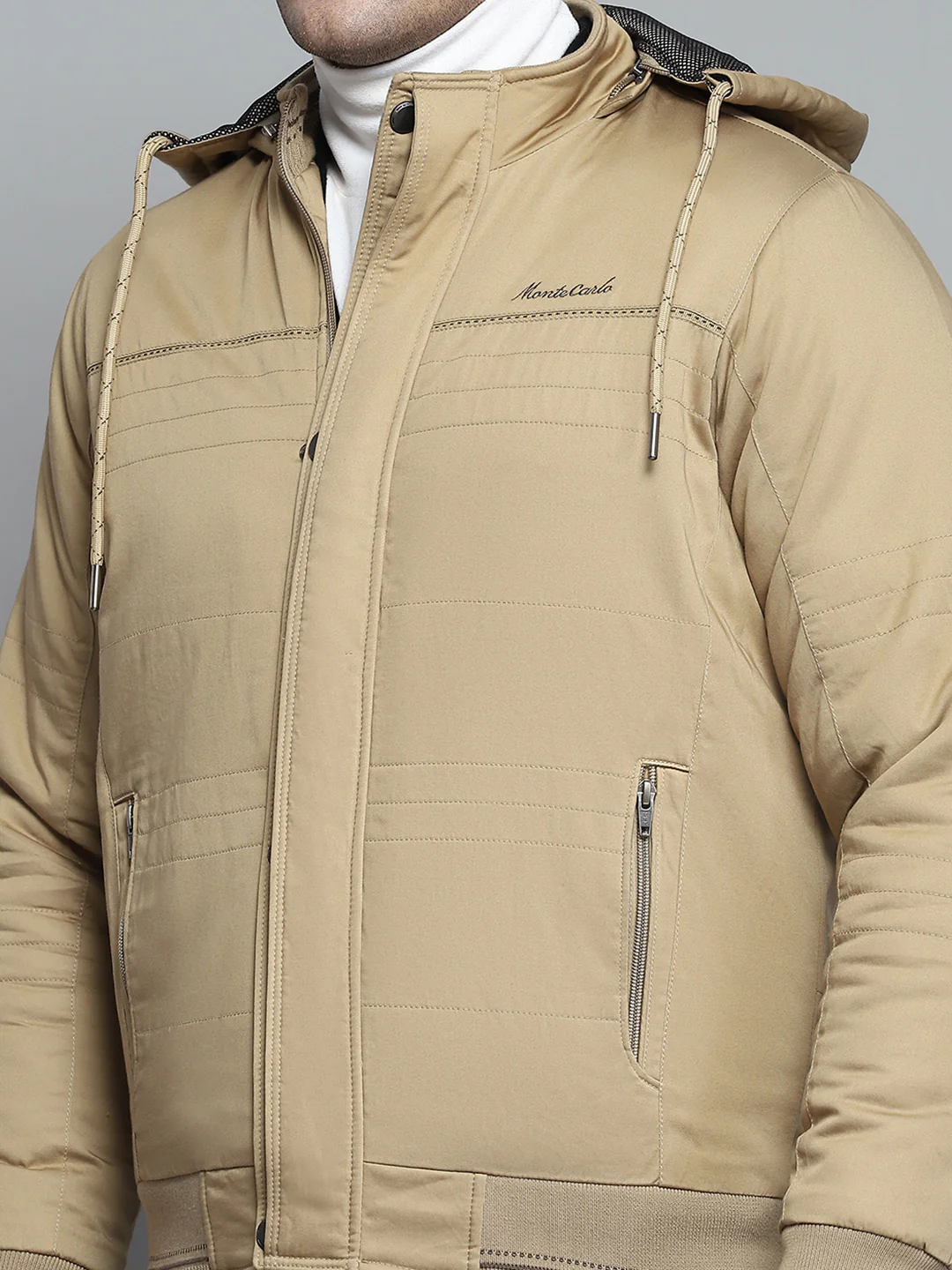 Men Brown Solid Detachable Hood Full Sleeve Jacket - Image 6