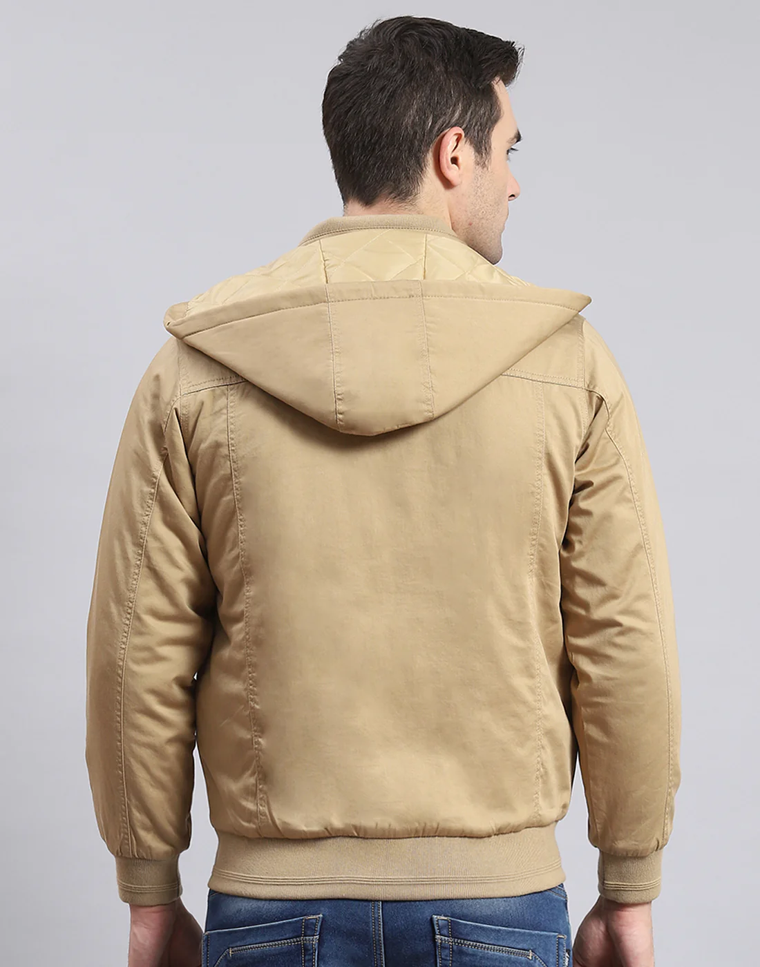 Men Brown Solid Hooded Full Sleeve Jacket - Image 6