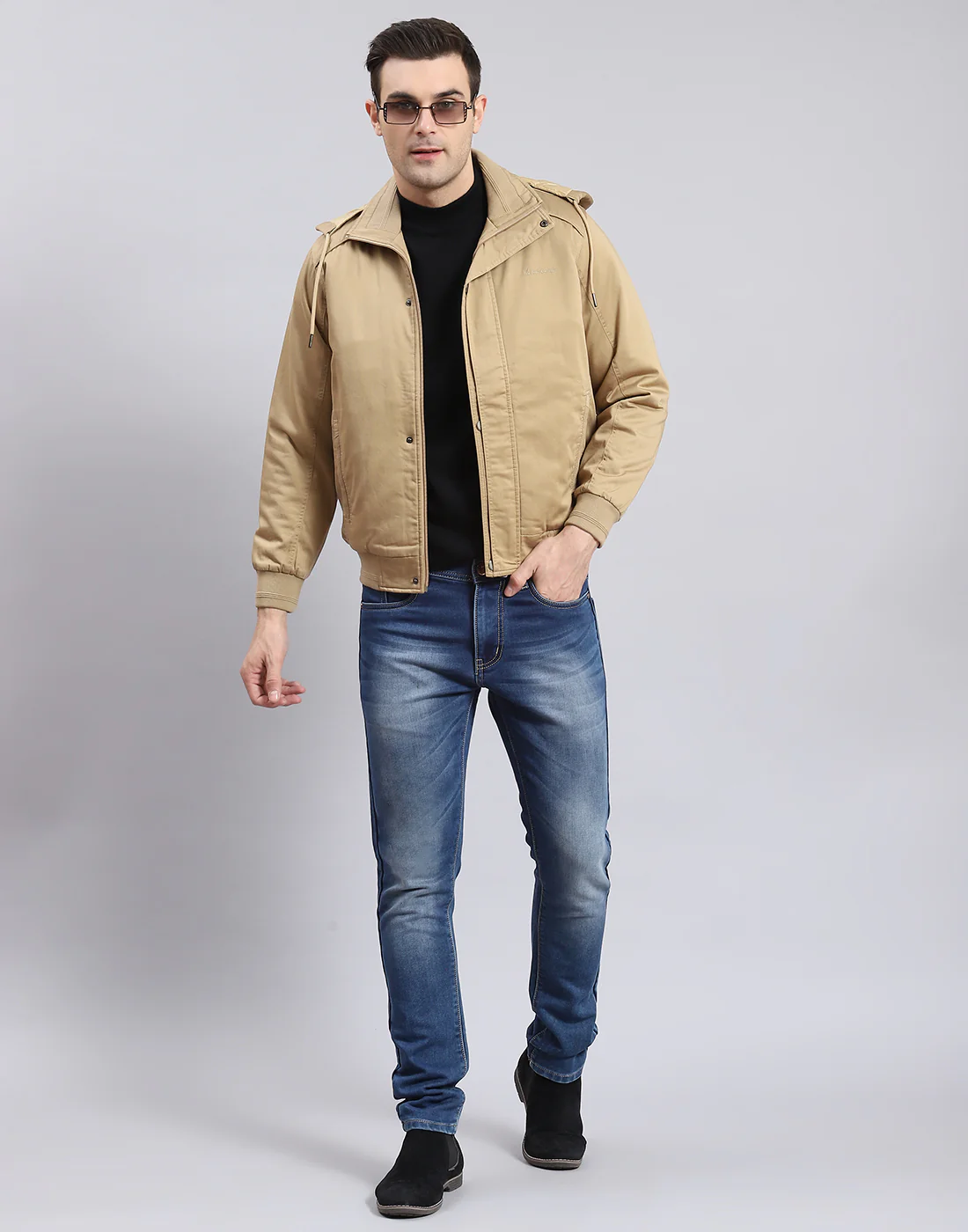 Men Brown Solid Hooded Full Sleeve Jacket - Image 7