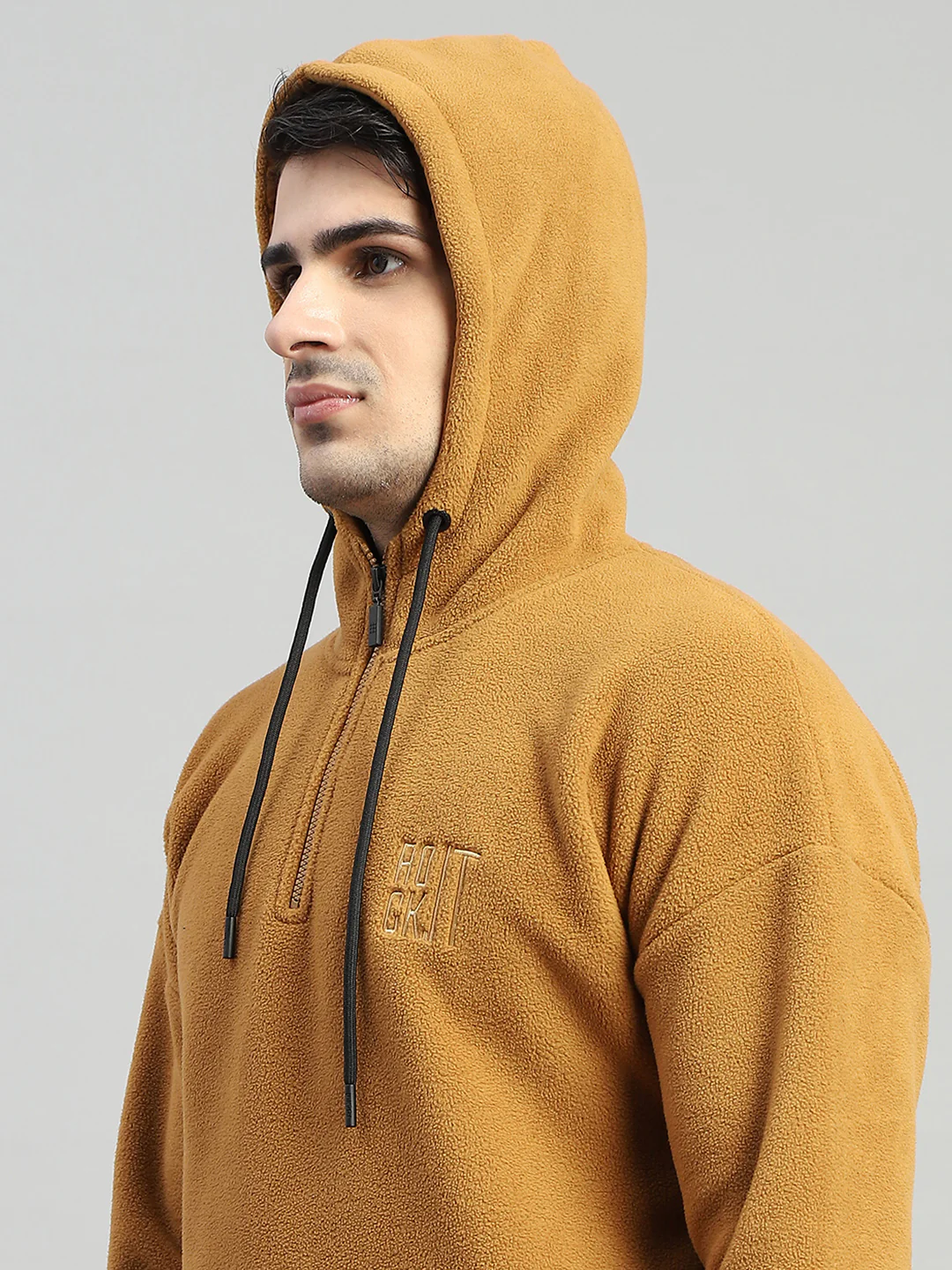 Rock.it Men Brown Solid Hooded Full Sleeve Winter Tracksuit - Image 8