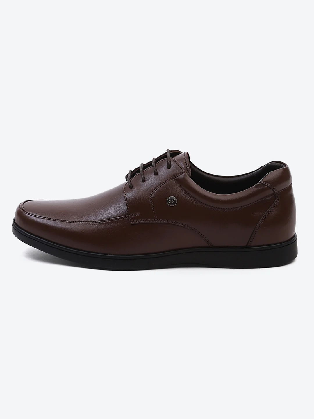 Men Brown Solid Lace Up Genuine Leather Formal Derby - Image 3