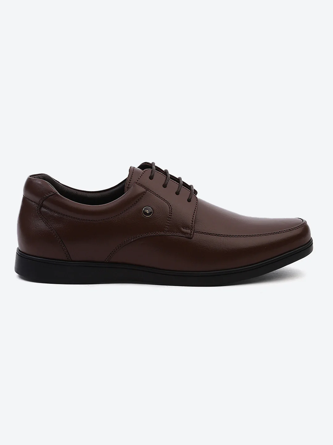 Men Brown Solid Lace Up Genuine Leather Formal Derby - Image 4