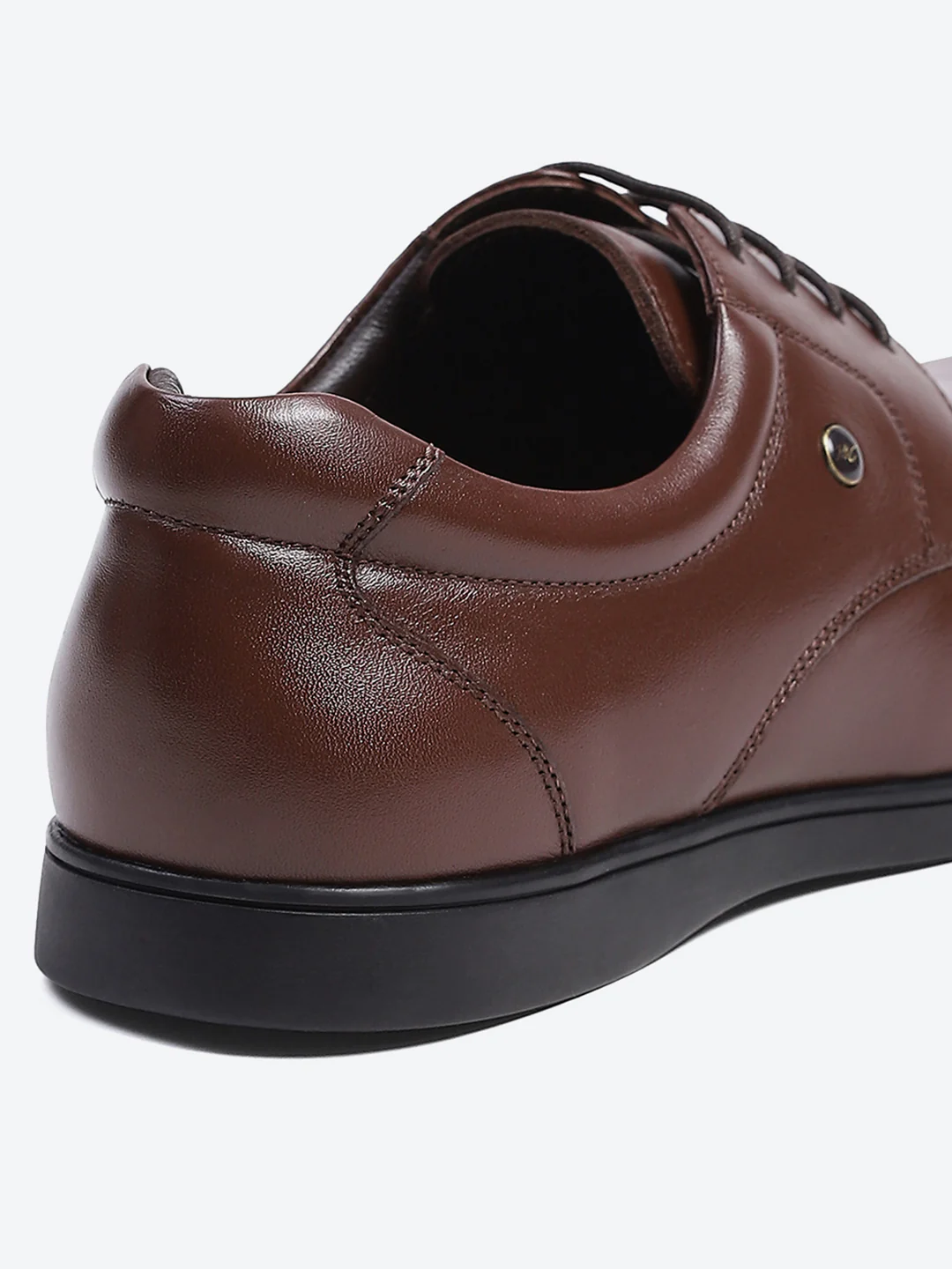 Men Brown Solid Lace Up Genuine Leather Formal Derby - Image 8