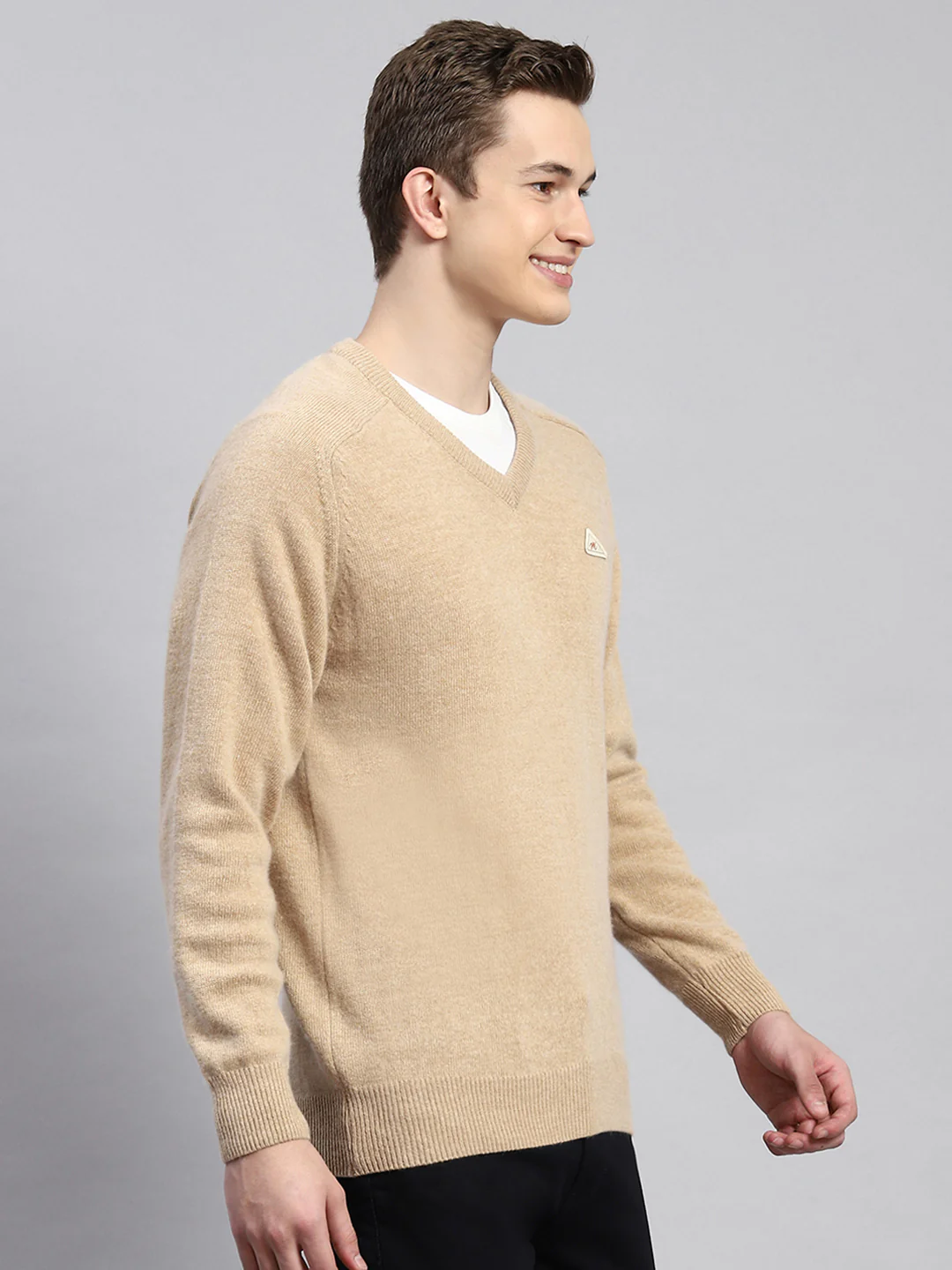 Men Brown Solid Pullover - Image 3