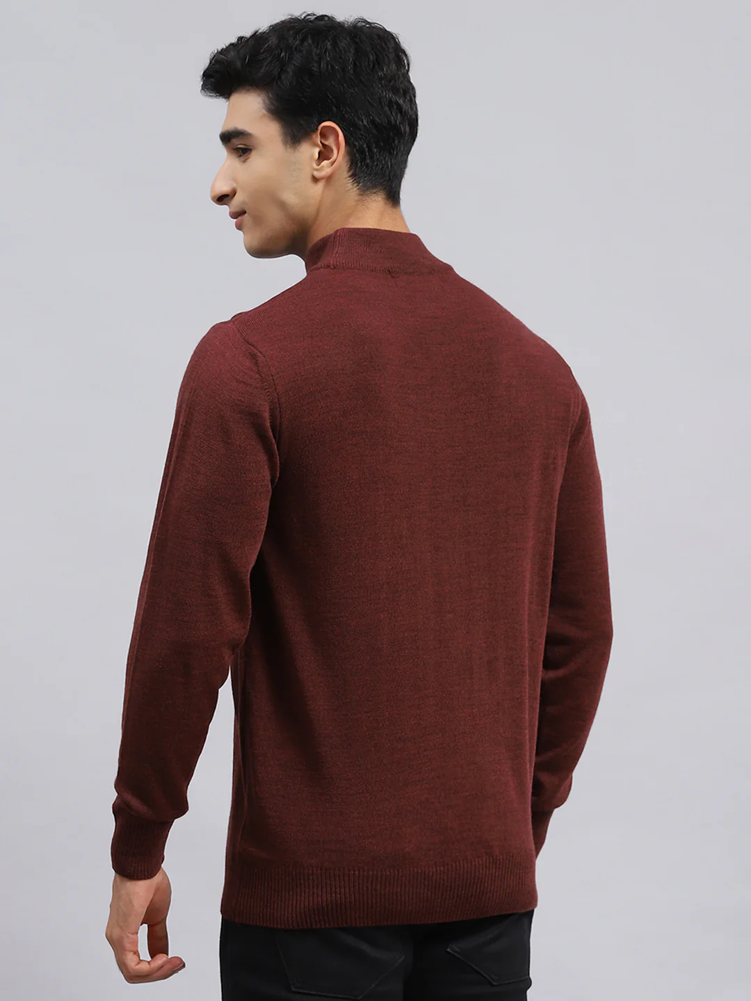 Men Brown Solid Pullover - Image 5