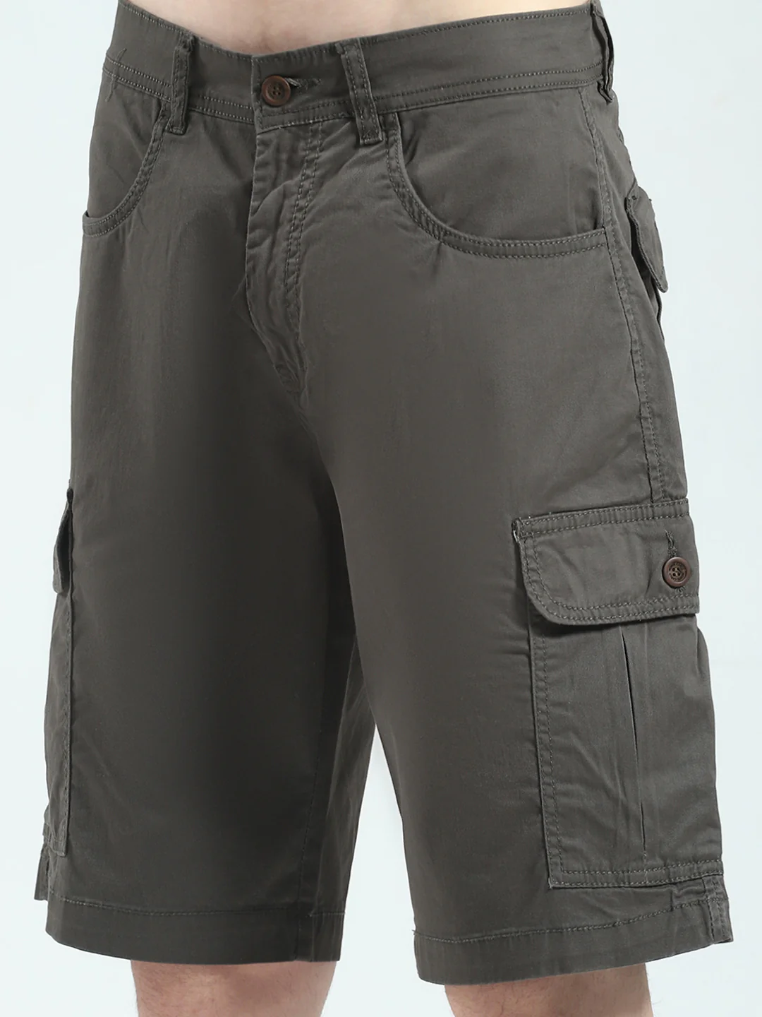 Men Brown Solid Regular Fit Shorts - Image 6