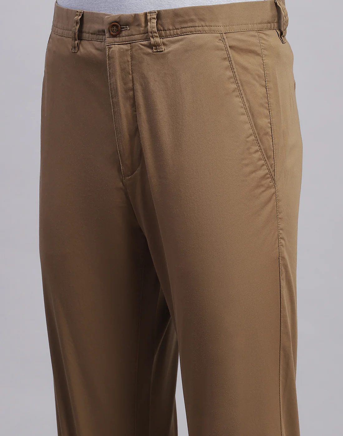 Men Brown Solid Regular Fit Trouser - Image 6