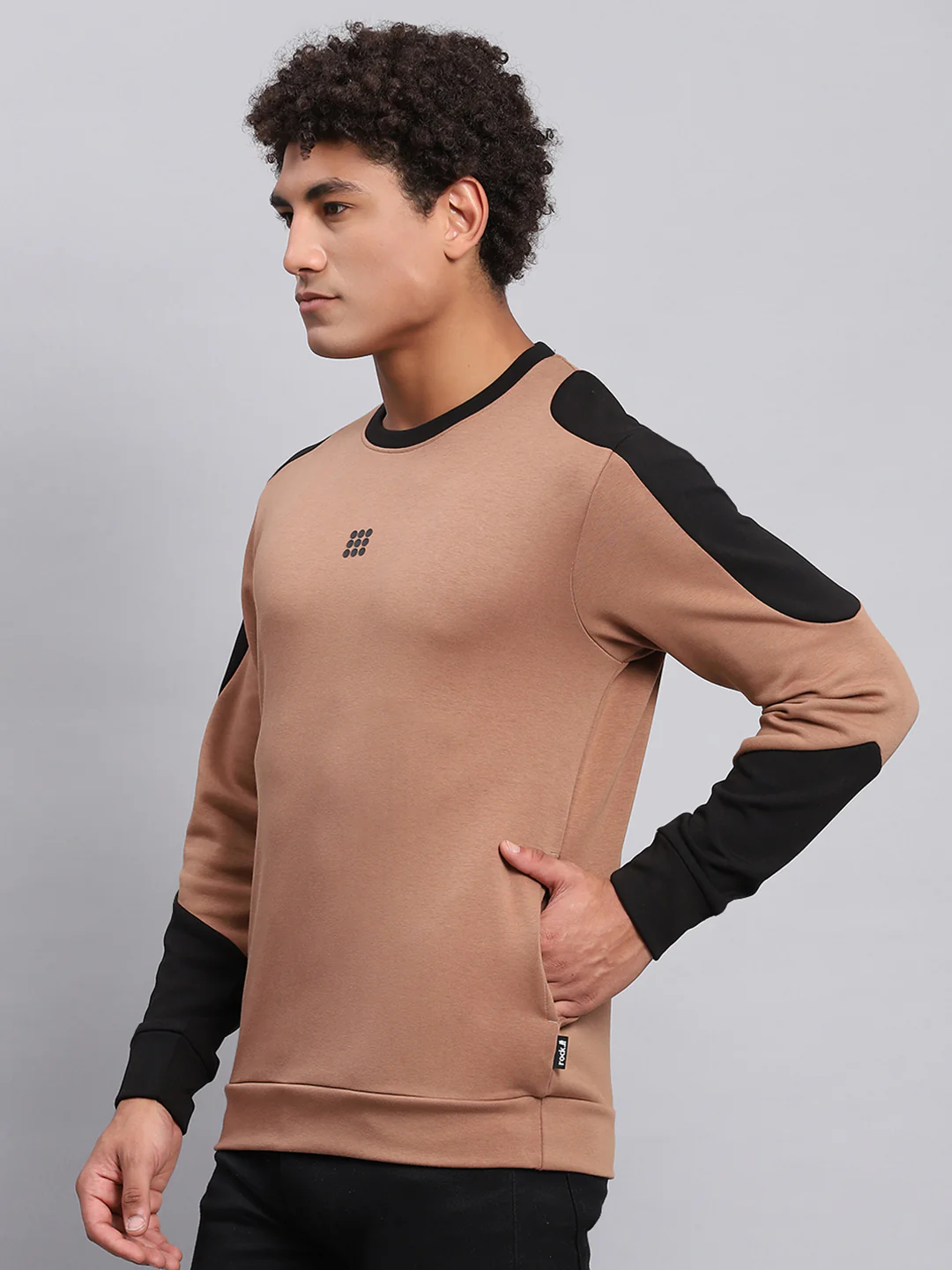 Rock.it Men Brown Solid Round Neck Full Sleeve Sweatshirt - Image 3