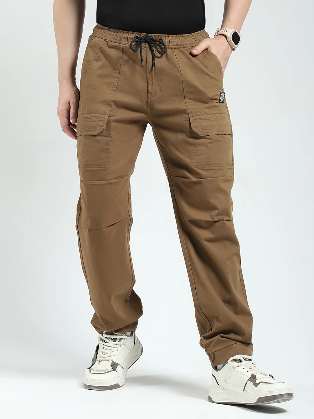 Rock.it Men Brown Solid Straight Fit Cargo