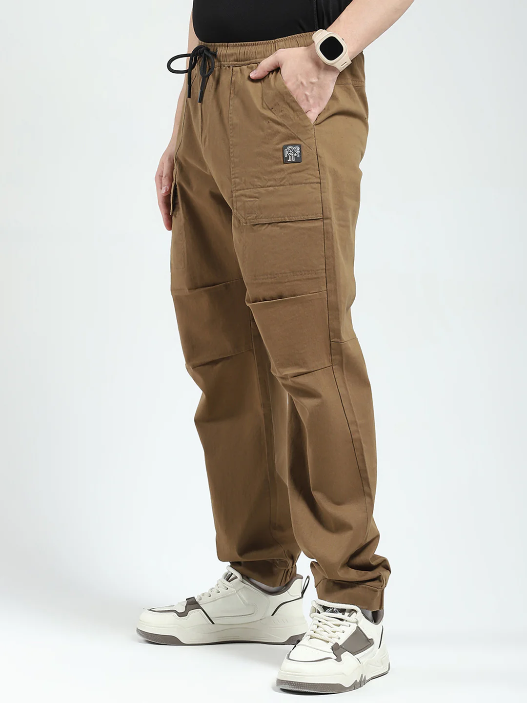 Rock.it Men Brown Solid Straight Fit Cargo - Image 3