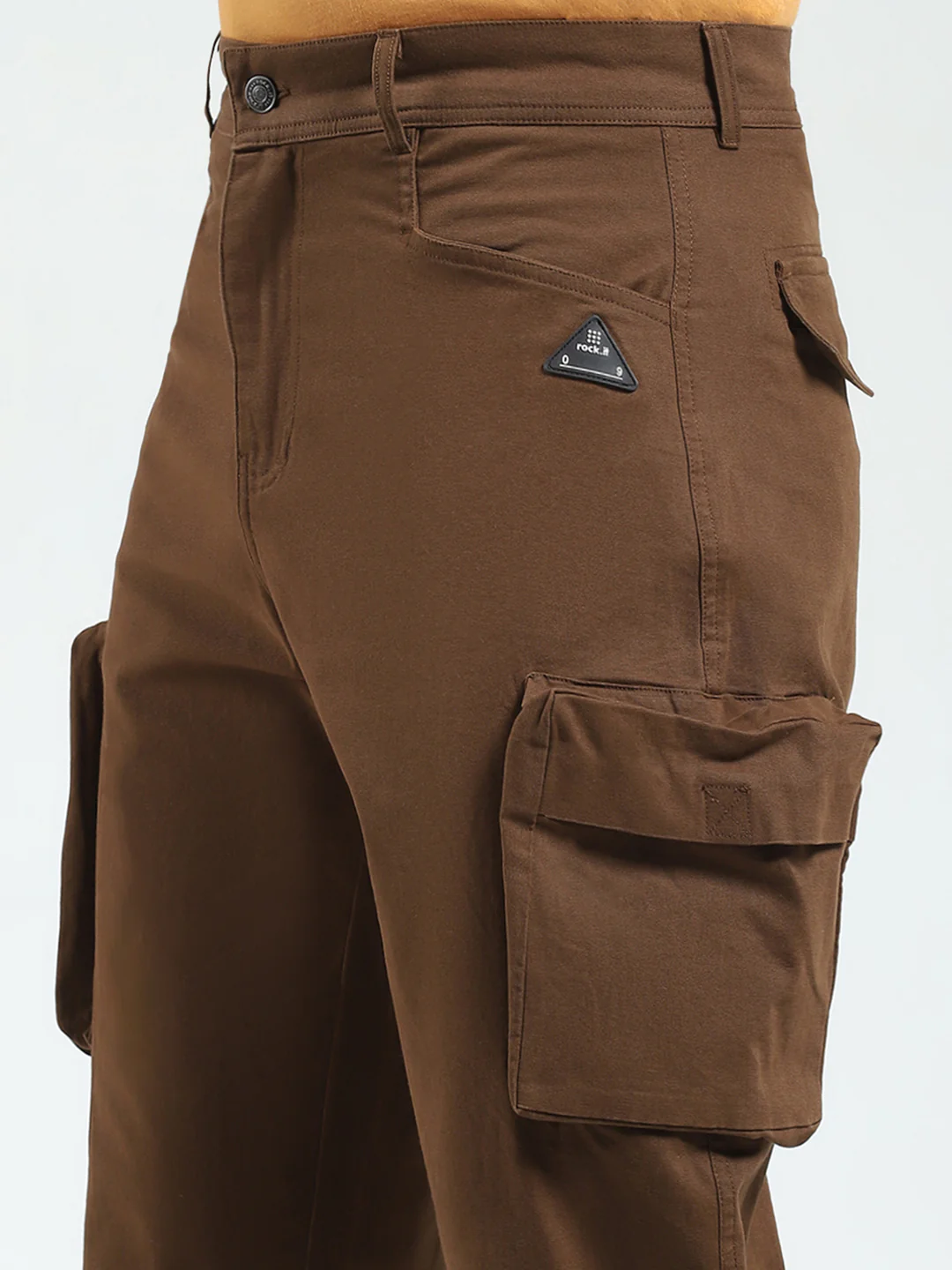 Rock.it Men Brown Solid Straight Fit Cargo - Image 6