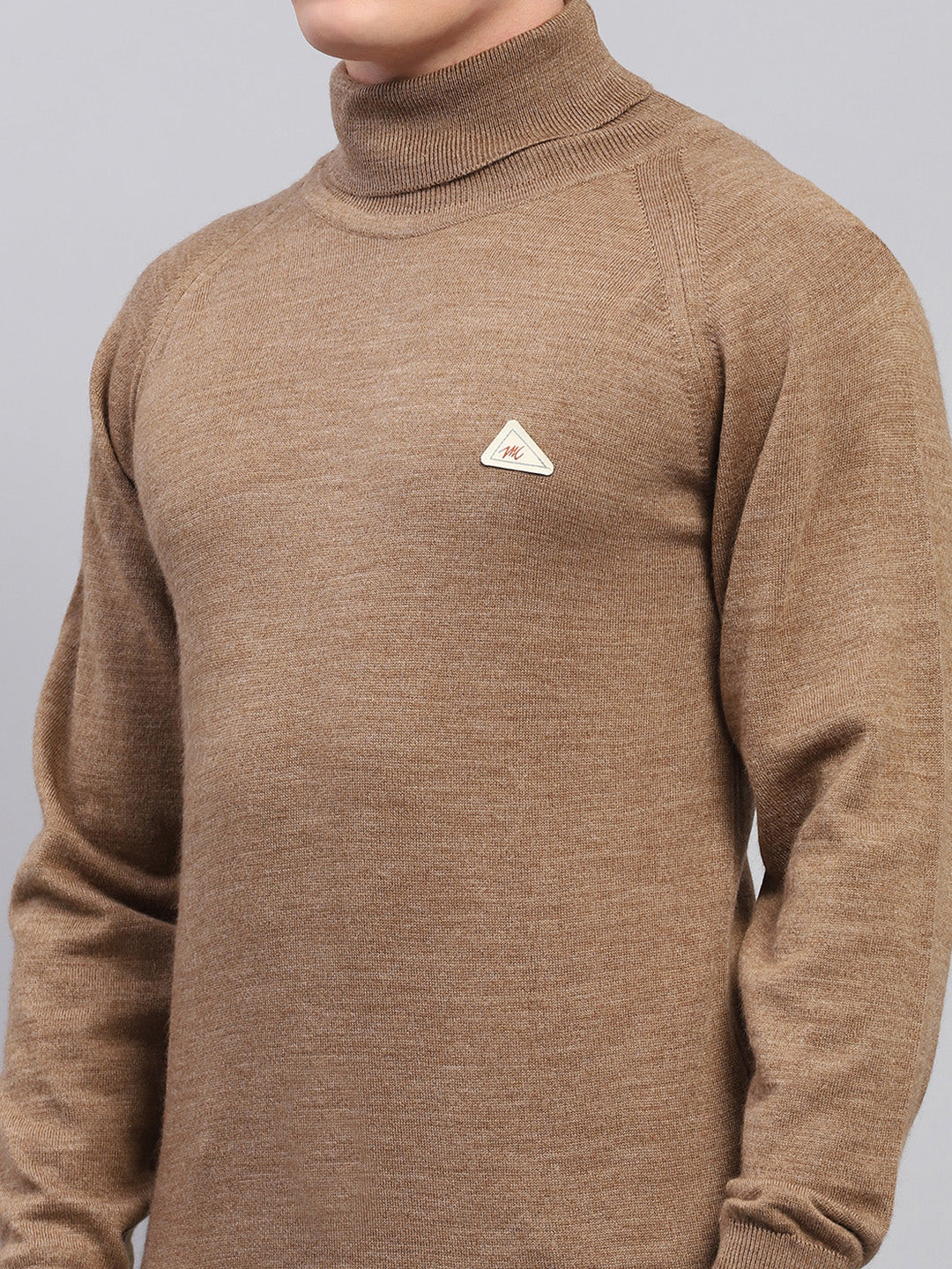 Men Brown Solid Turtle Neck Full Sleeve Pullover - Image 6