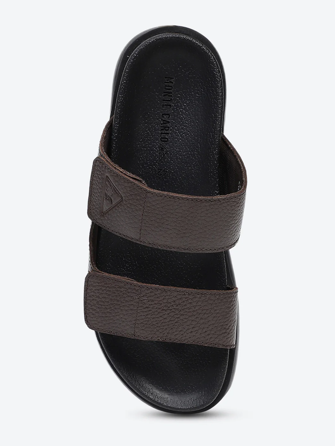 Men Brown Velcro Genuine Leather Sliders - Image 6